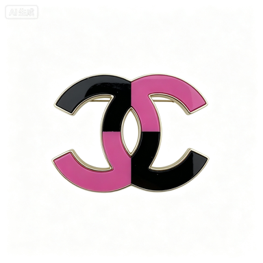 Color-Block Enamel Interlocking C Brooch – Two Finishes