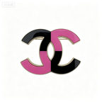Color-Block Enamel Interlocking C Brooch – Two Finishes