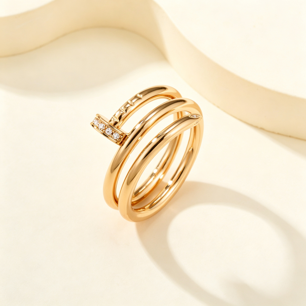 Nail ZP Style Ring with Micro Paved Gemstones Ring for Daily Wear & Gifting