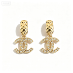 Quilted Double-C Pendant Stud Earrings–Lattice Matelassé