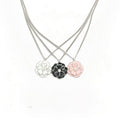 Enamel Camellia Flower Pendant Necklace – Lustrous Bead Center