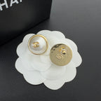 Round Lustrous Bead Stud Earrings Fashion Women Ear Jewelry