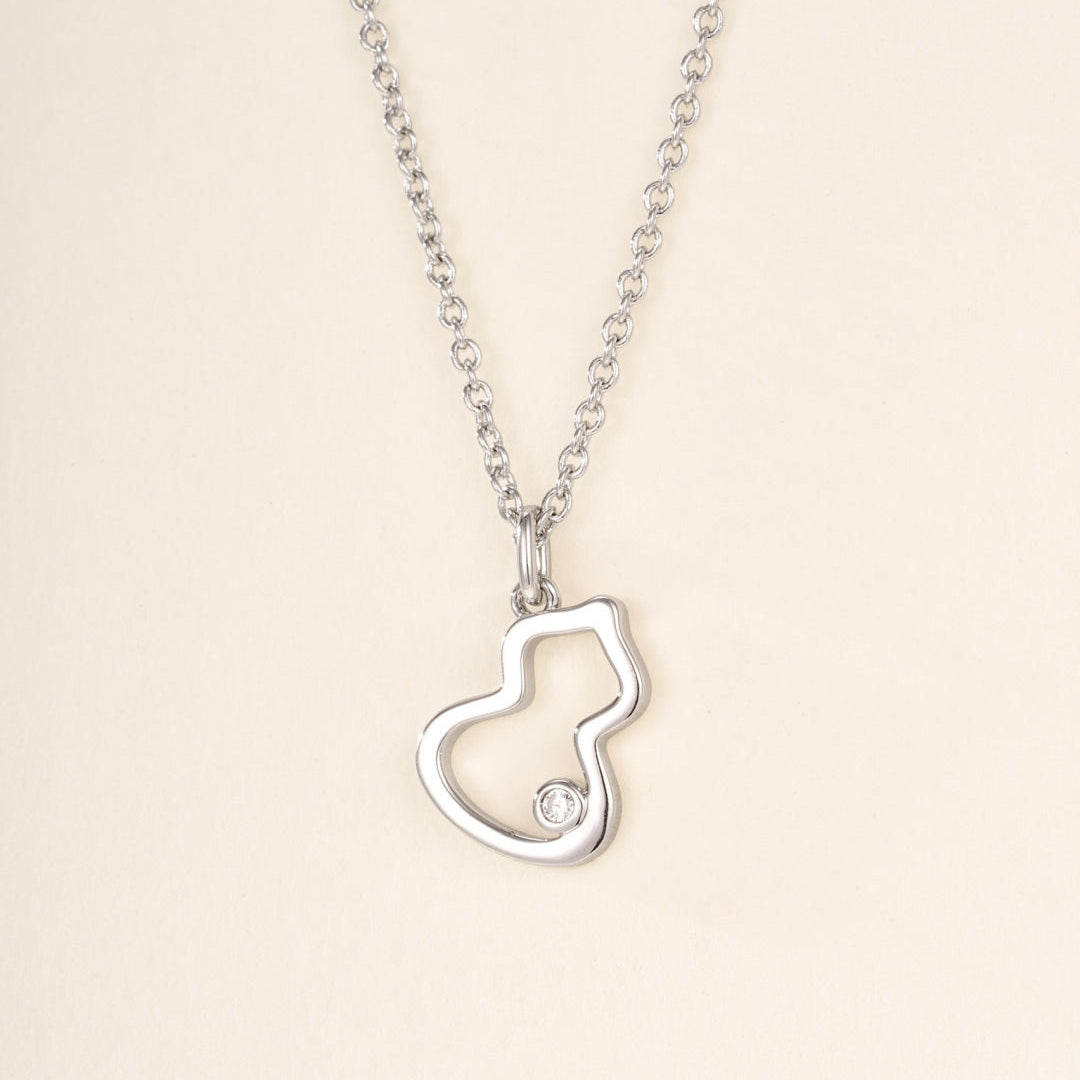 Lucky Gourd Charm Necklace – Single Gemstone Pendant, Elegant Hollow Design