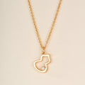 Lucky Gourd Charm Necklace – Single Gemstone Pendant, Elegant Hollow Design