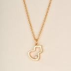 Lucky Gourd Charm Necklace – Single Gemstone Pendant, Elegant Hollow Design