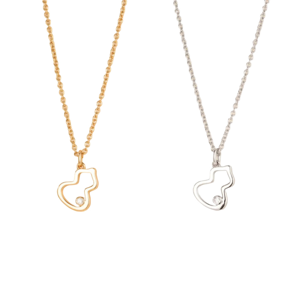 Lucky Gourd Charm Necklace – Single Gemstone Pendant, Elegant Hollow Design