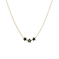 Black Enamel Star Necklace – Triple Stars with Interlocking C