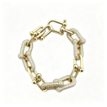 Chunky Oval Link Bracelet – Crystal Pavé and Polished