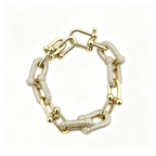 Chunky Oval Link Bracelet – Crystal Pavé and Polished