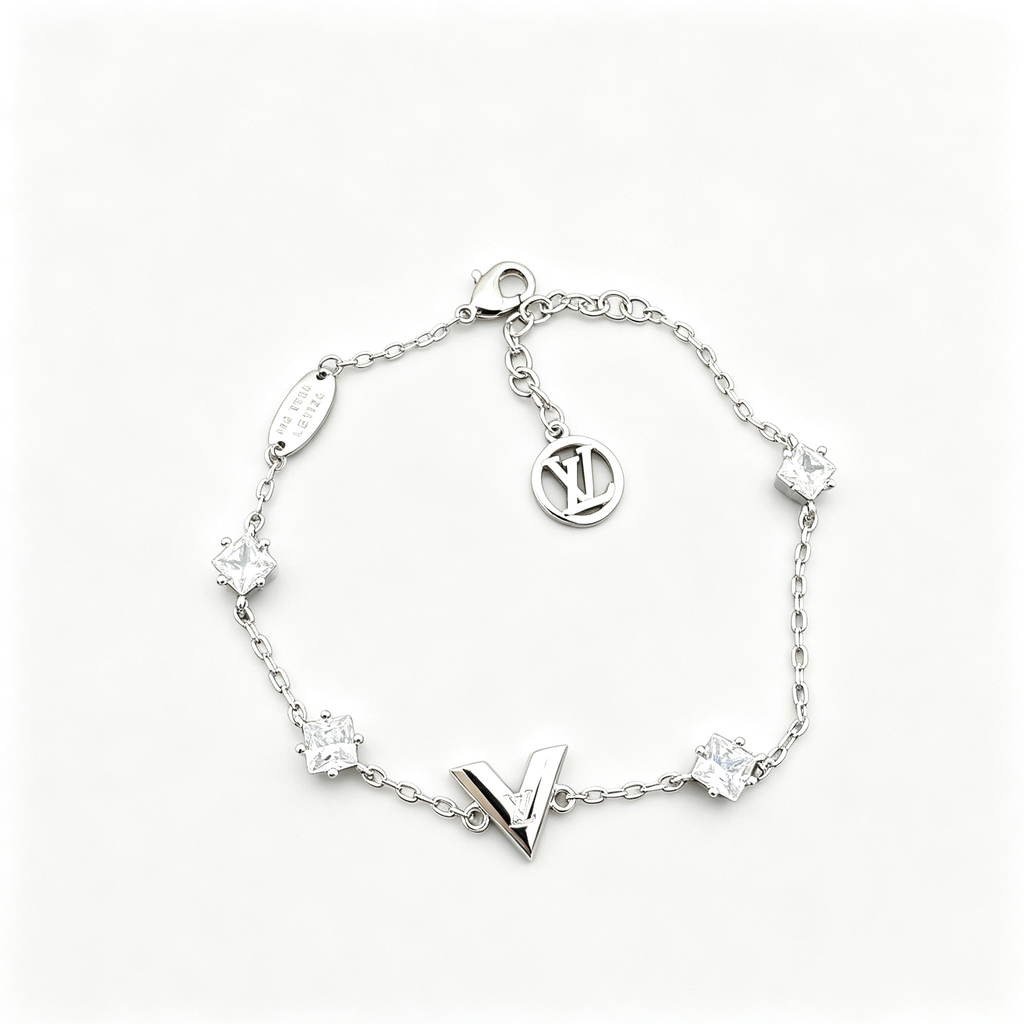 Crystal Station Bracelet – Pointed V Motif