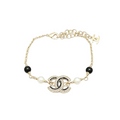 Interlocking C Station Bracelet – Black Enamel and Lustrous Beads