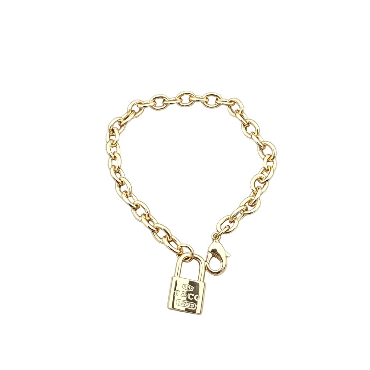 Cable Chain Padlock Charm Bracelet