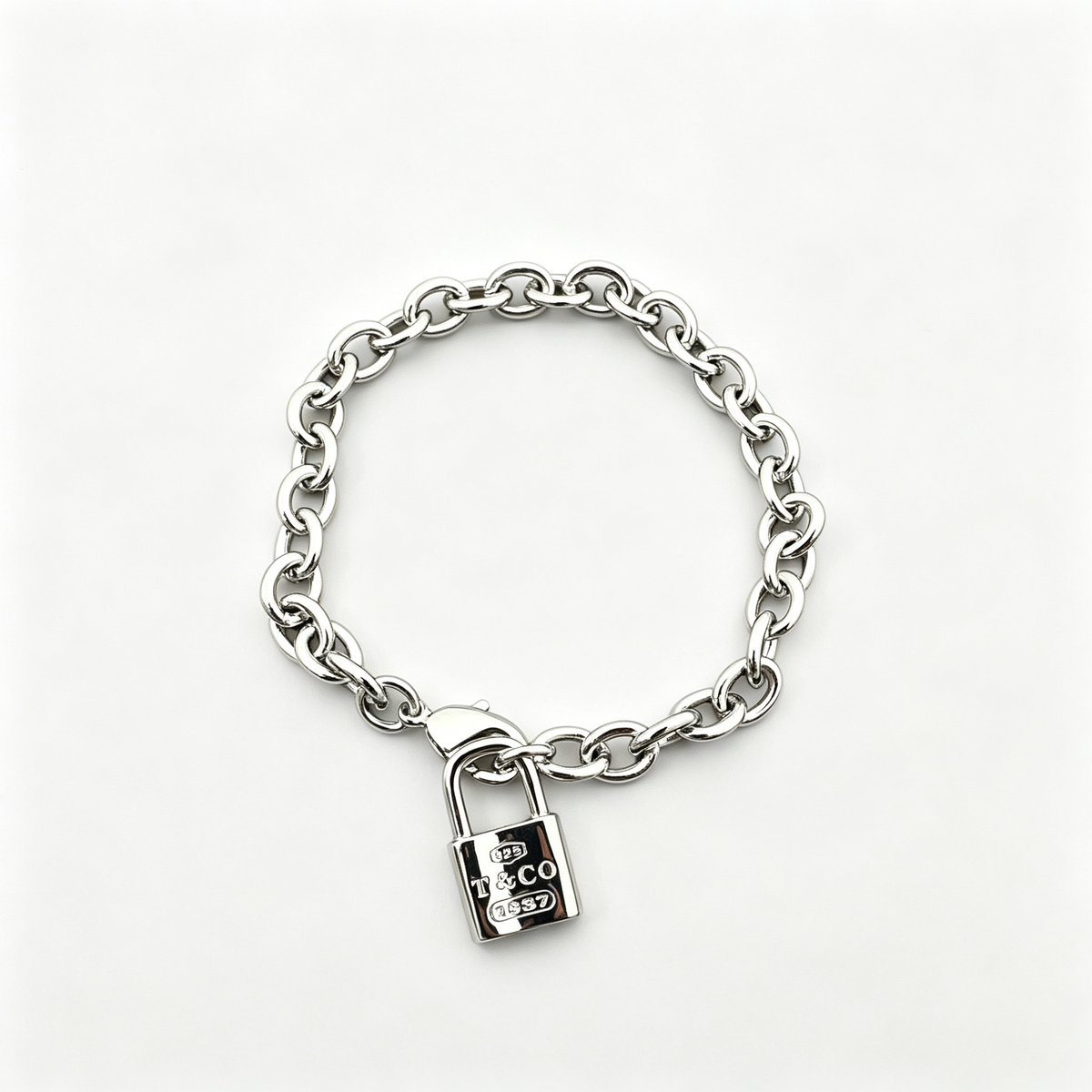 Cable Chain Padlock Charm Bracelet