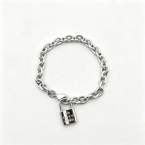 Cable Chain Padlock Charm Bracelet