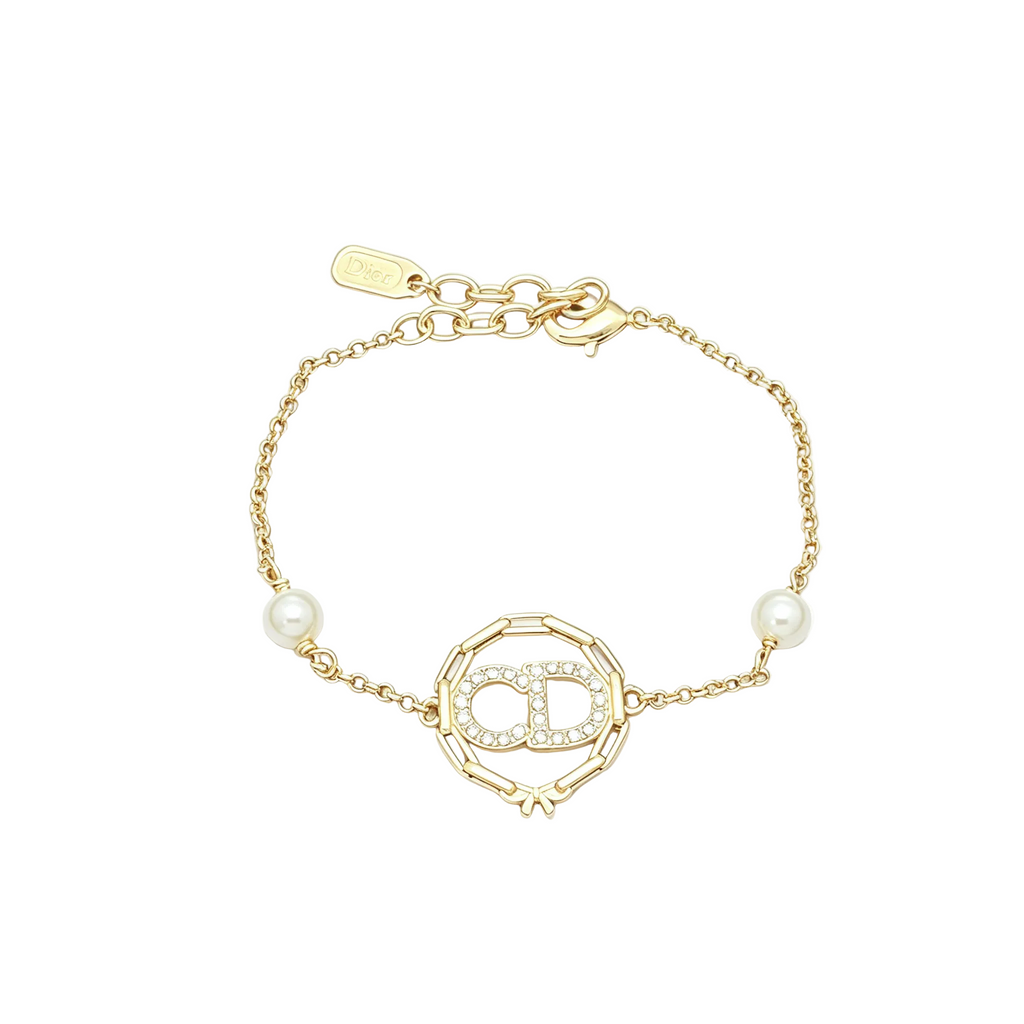 Openwork Octagon Frame Bracelet – Crystal Pavé Monogram and Lustrous Beads