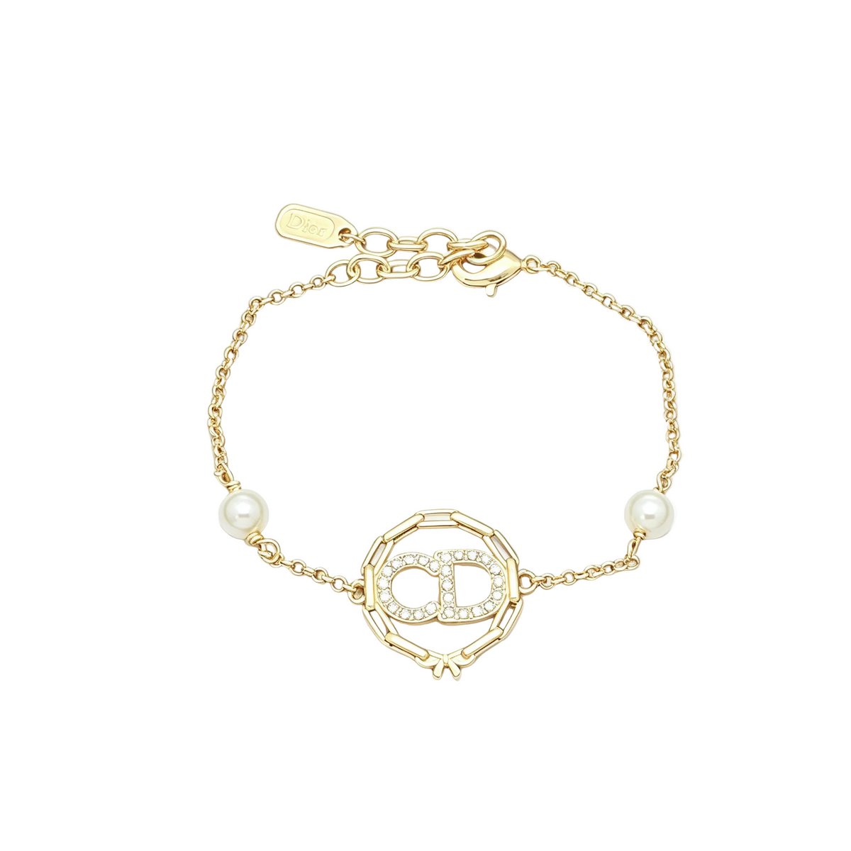 Openwork Octagon Frame Bracelet – Crystal Pavé Monogram and Lustrous Beads