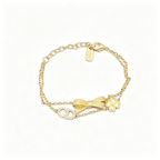 Double Strand Charm Bracelet – Pavé Monogram, Ribbed Bow and Clover