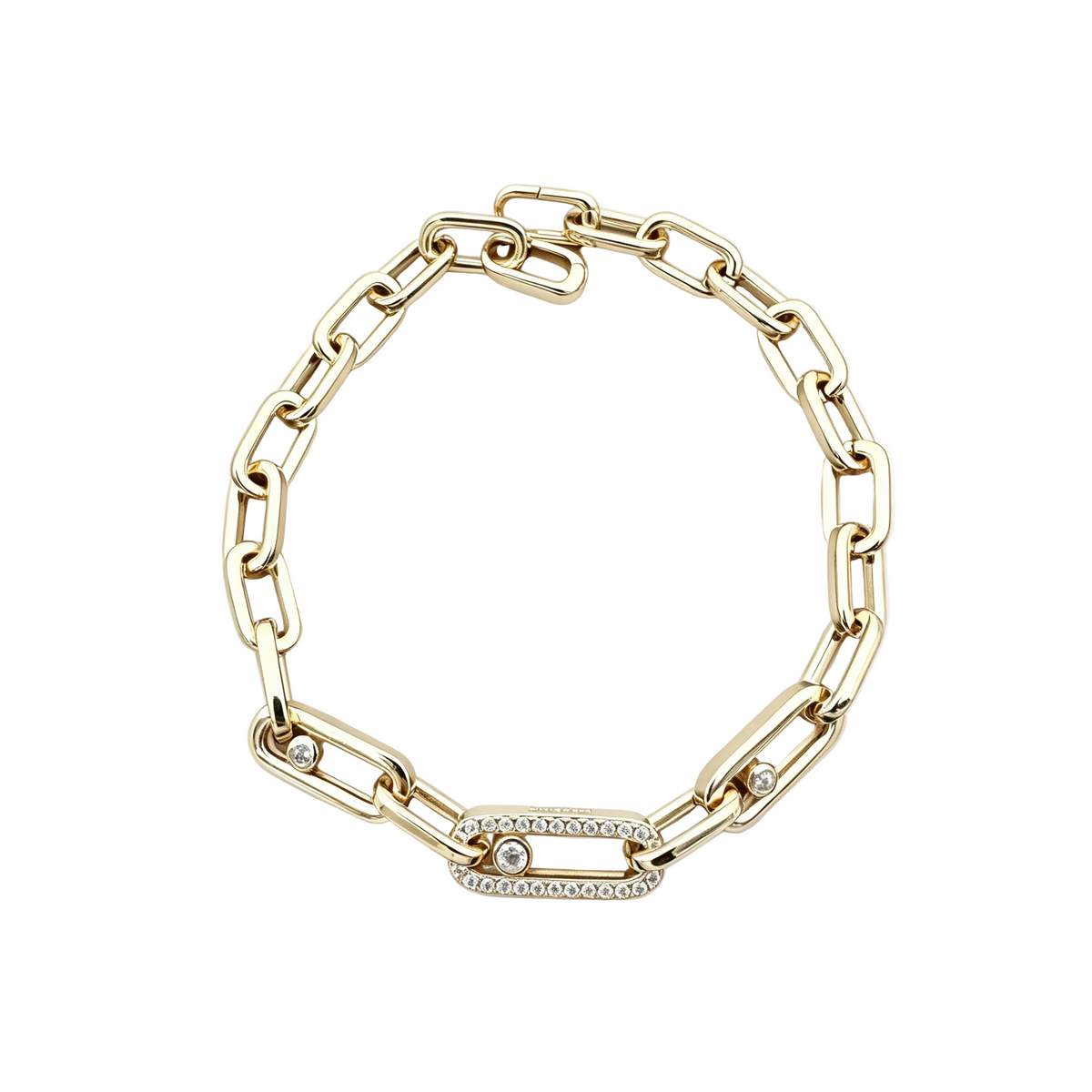 Chunky Paperclip Link Bracelet – Moving Crystals with Pavé Link,