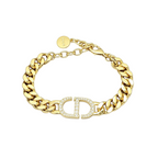 Curb Chain Monogram Bracelet – Pavé Interlocking CD-Style Motif