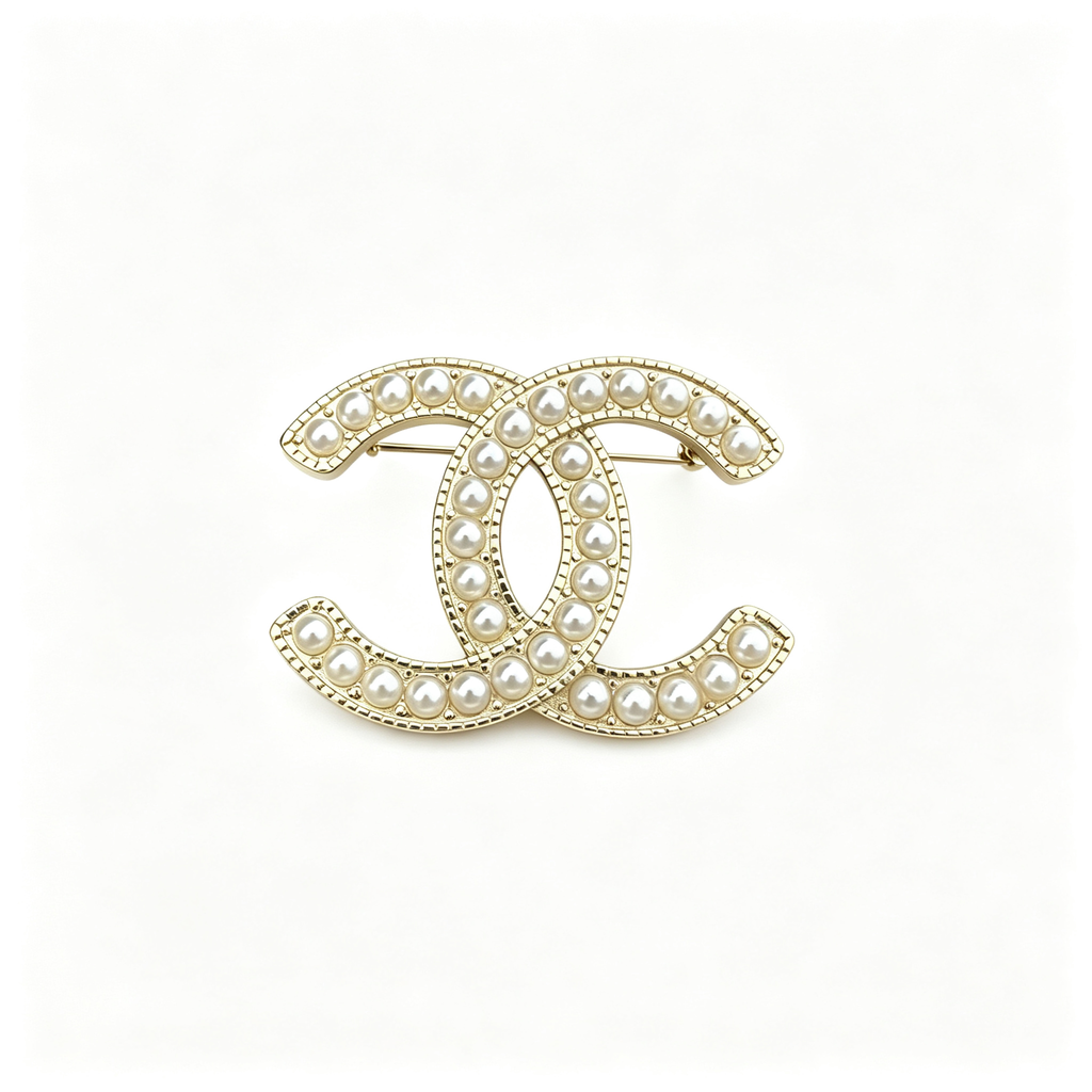 Interlocking C Lustrous Bead Brooch