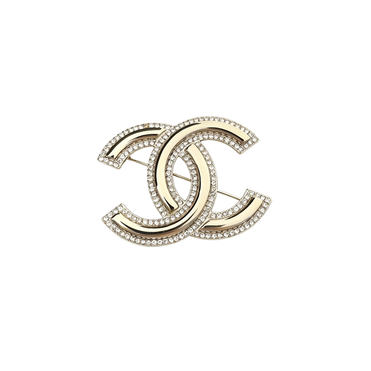 Double-Layer Crystal Pavé Interlocking C Brooch