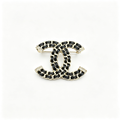 Leather-Woven Chain Interlocking C Brooch – Pavé End Caps