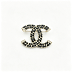 Leather-Woven Chain Interlocking C Brooch – Pavé End Caps