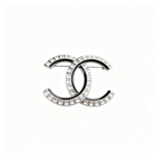 Baguette Crystal Interlocking C Brooch – Black Enamel Inlay