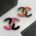 Color-Block Enamel Interlocking C Brooch – Two Finishes