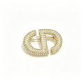 Pavé Interlocking CD-Style Monogram Brooch