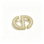 Pavé Interlocking CD-Style Monogram Brooch