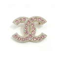 Pink Crystal Interlocking C Brooch – Pavé Border