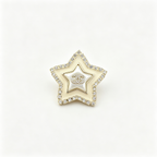 Double-Layer Star Brooch – Crystal Rim and Interlocking C