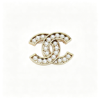 Lustrous Bead Double-C Motif Brooch – Rail Set