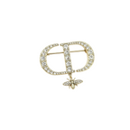Crystal Letter Monogram Brooch – Dangling Bee Charm