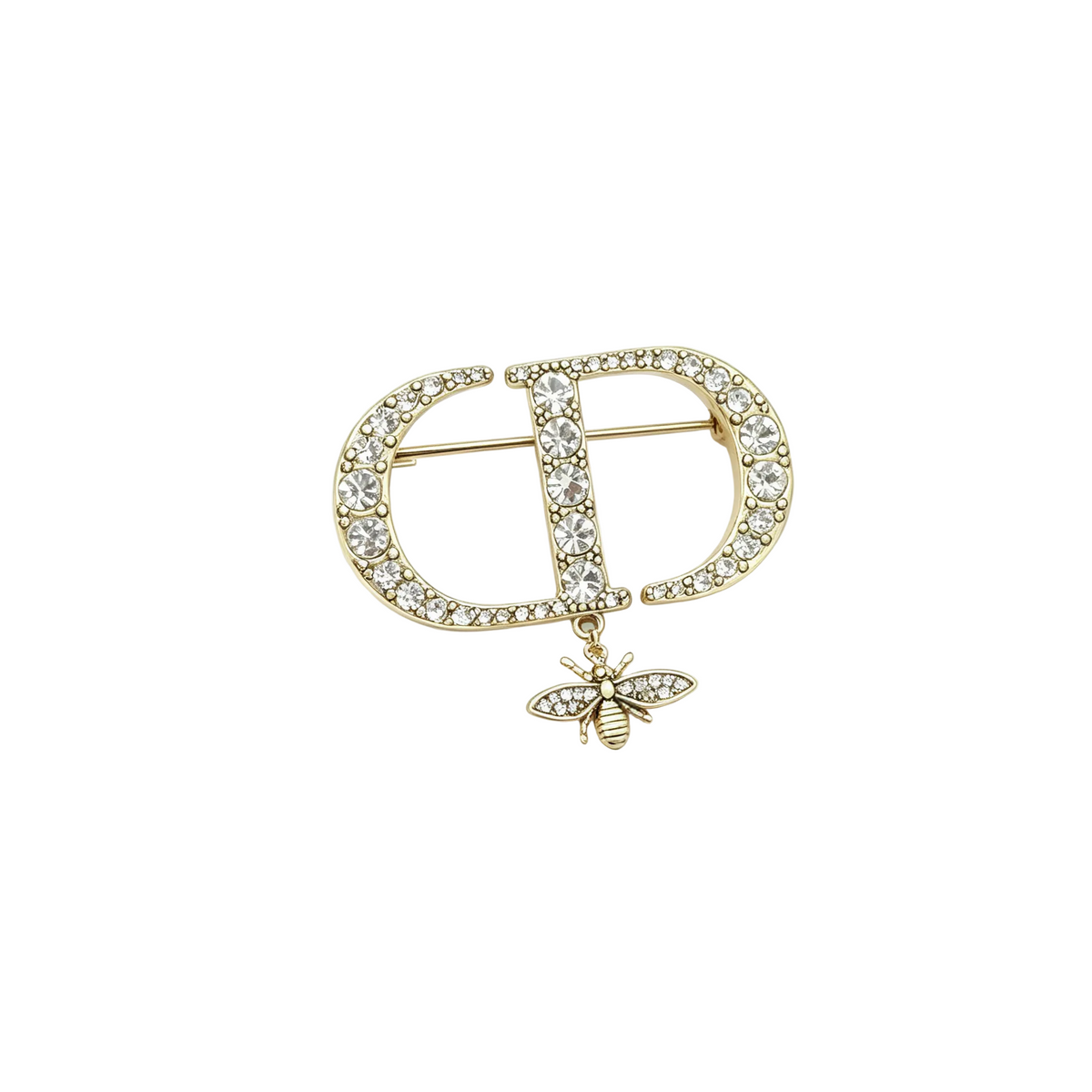 Crystal Letter Monogram Brooch – Dangling Bee Charm