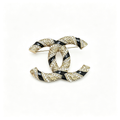 Twisted Double-C Motif Brooch – Enamel, Crystals and Beads