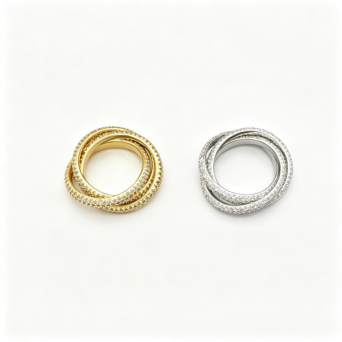 Interlocking Pavé Bands Ring – Twisted Trio