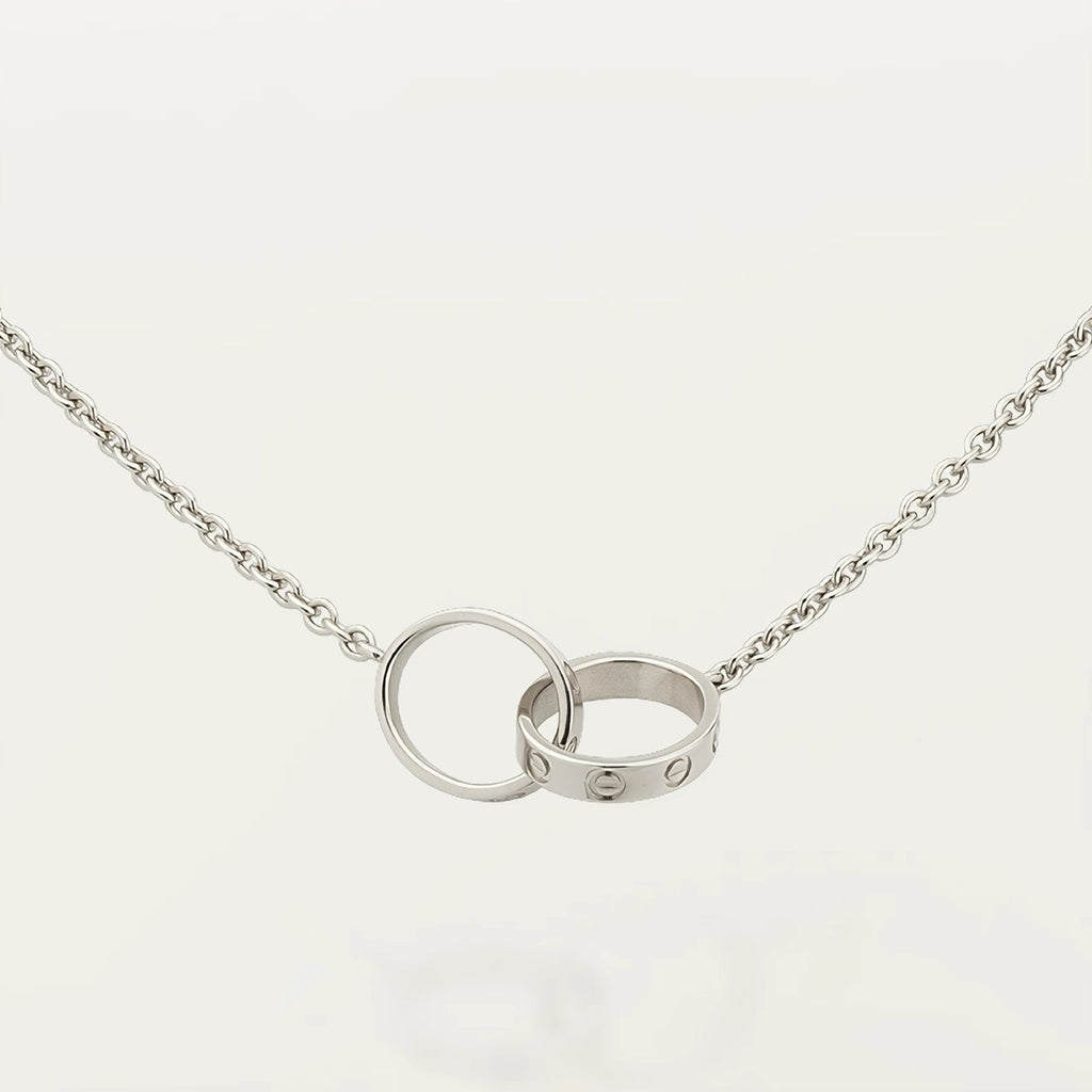 Classic LOVE‑inspired Elegant Timeless Double‑Ring Pendant Necklace For Women