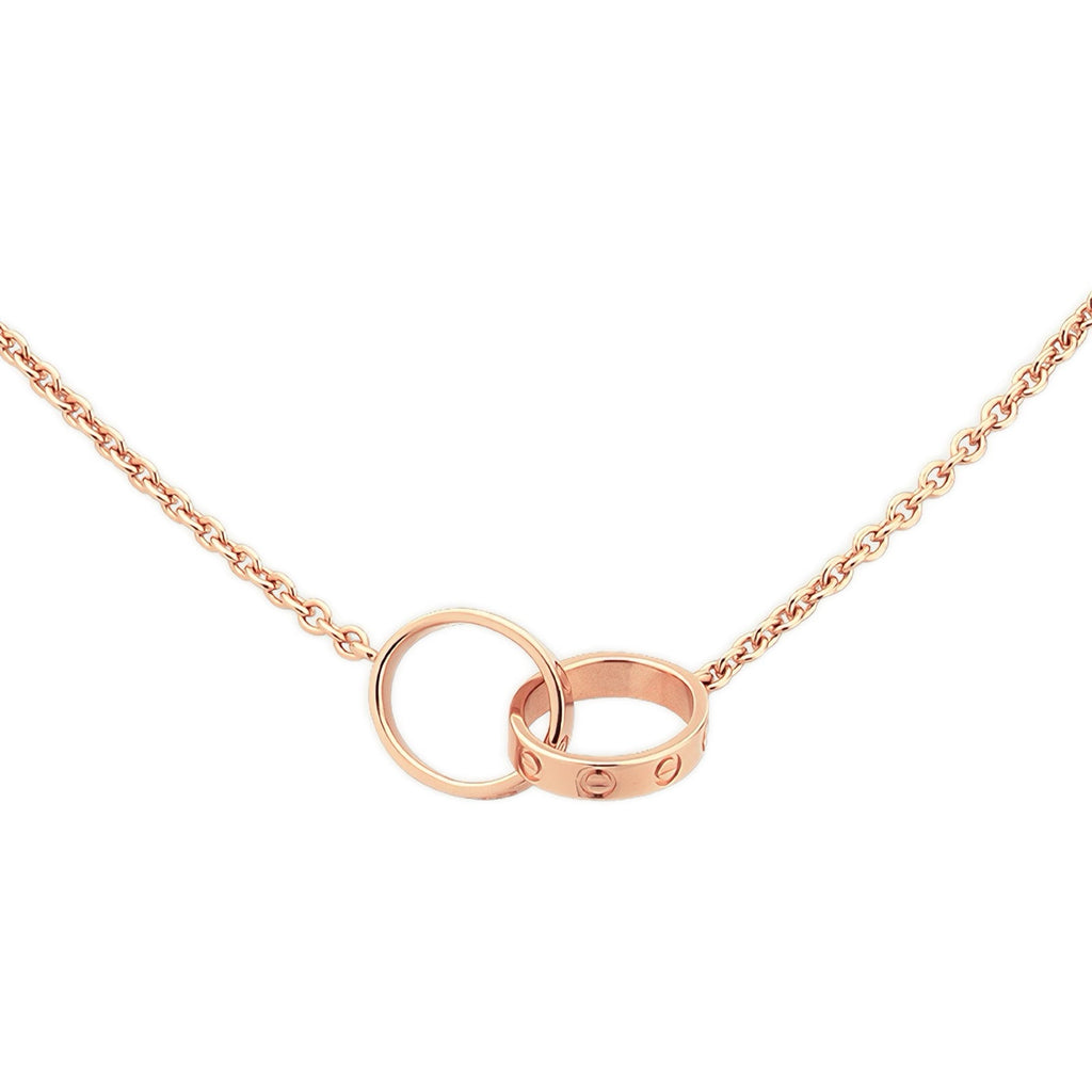 Classic LOVE‑inspired Elegant Timeless Double‑Ring Pendant Necklace For Women