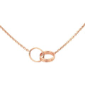 Classic LOVE‑inspired Elegant Timeless Double‑Ring Pendant Necklace For Women