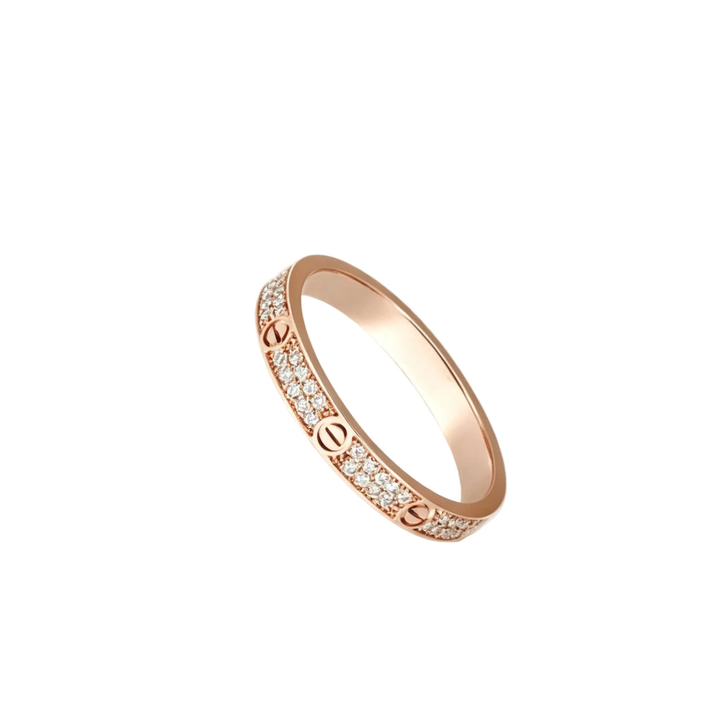 Classic LOVE Narrow Band Stone-set Wedding Ring For Women