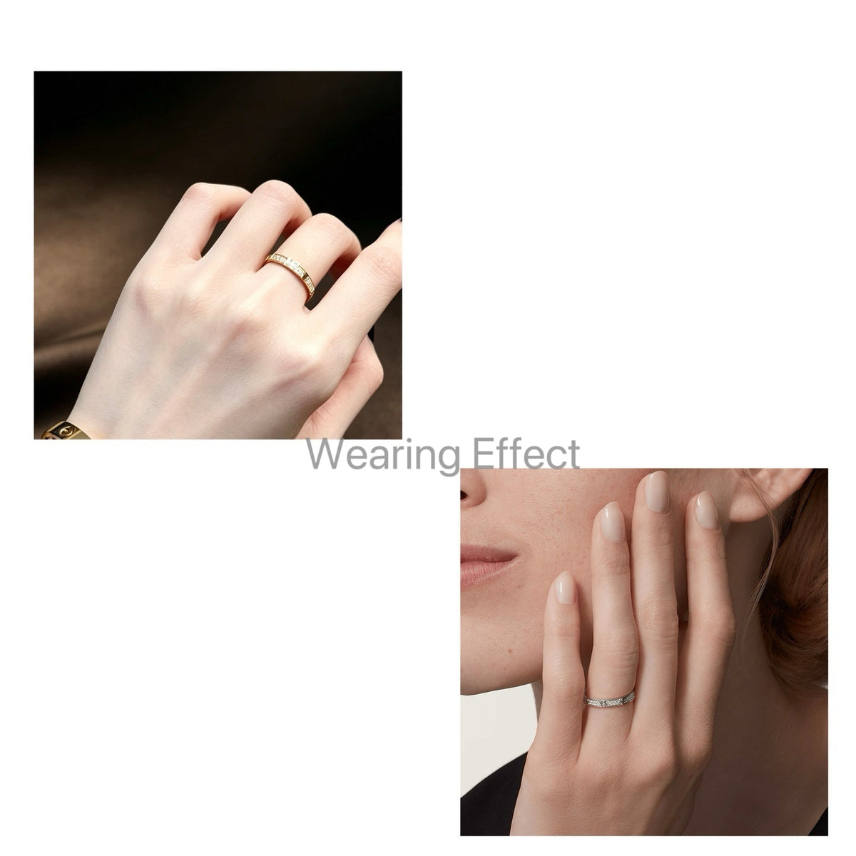 Classic LOVE Narrow Band Stone-set Wedding Ring For Women
