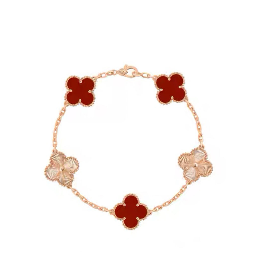 Classic Small‑Size Four‑Leaf Clover Five‑Motif Bracelet For Women