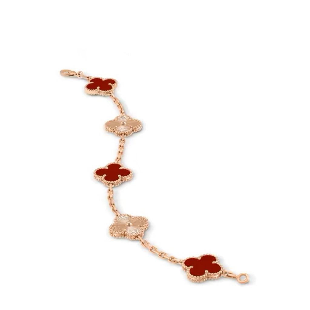 Classic Small‑Size Four‑Leaf Clover Five‑Motif Bracelet For Women
