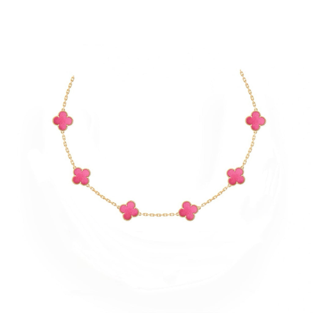 10Pcs Four Leaf Clover Long Necklace Dainty Lucky Pendant for Women