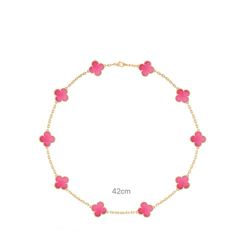 10Pcs Four Leaf Clover Long Necklace Dainty Lucky Pendant for Women