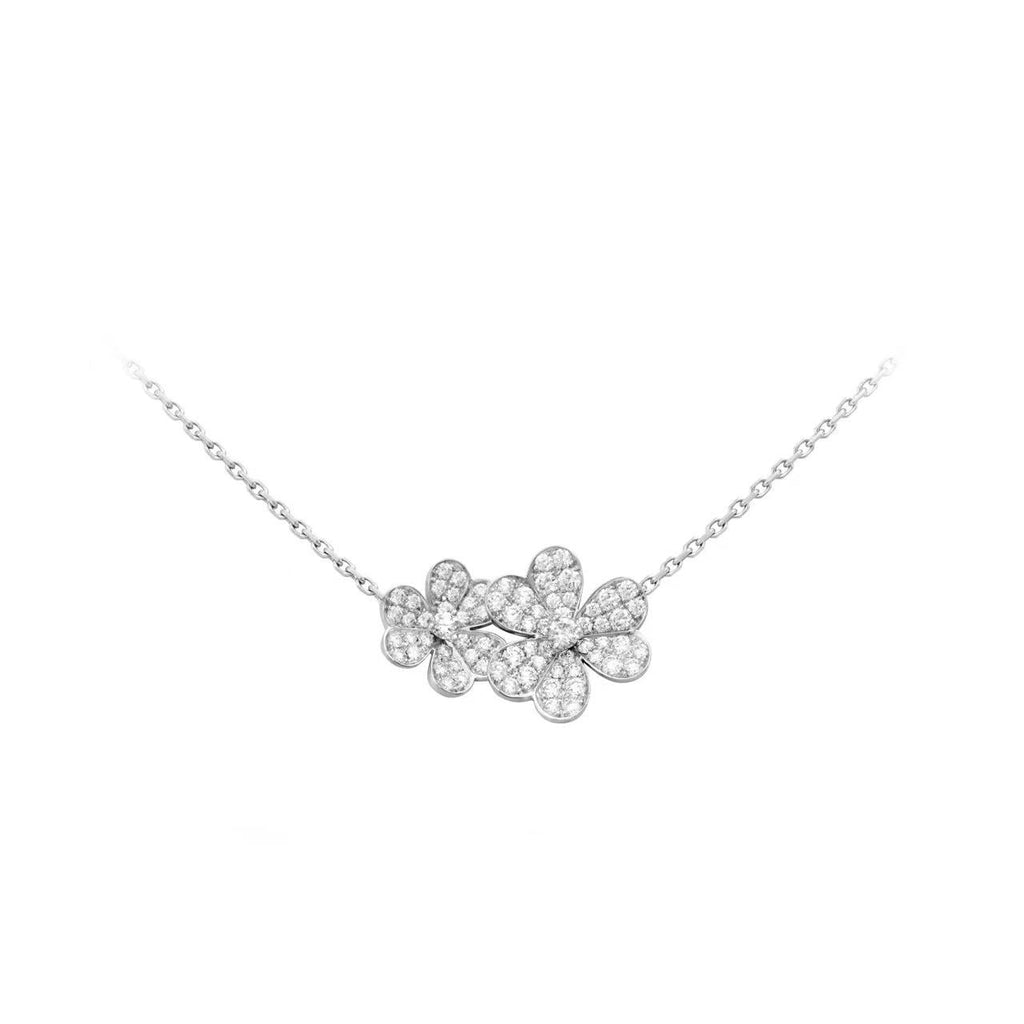9-Flower Stone-set Long Necklace Dainty Luxury Floral Pendant for Women