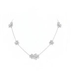 9-Flower Stone-set Long Necklace Dainty Luxury Floral Pendant for Women
