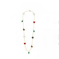 12-Motif Long Necklace Dainty Gemstone Floral Pendant for Women